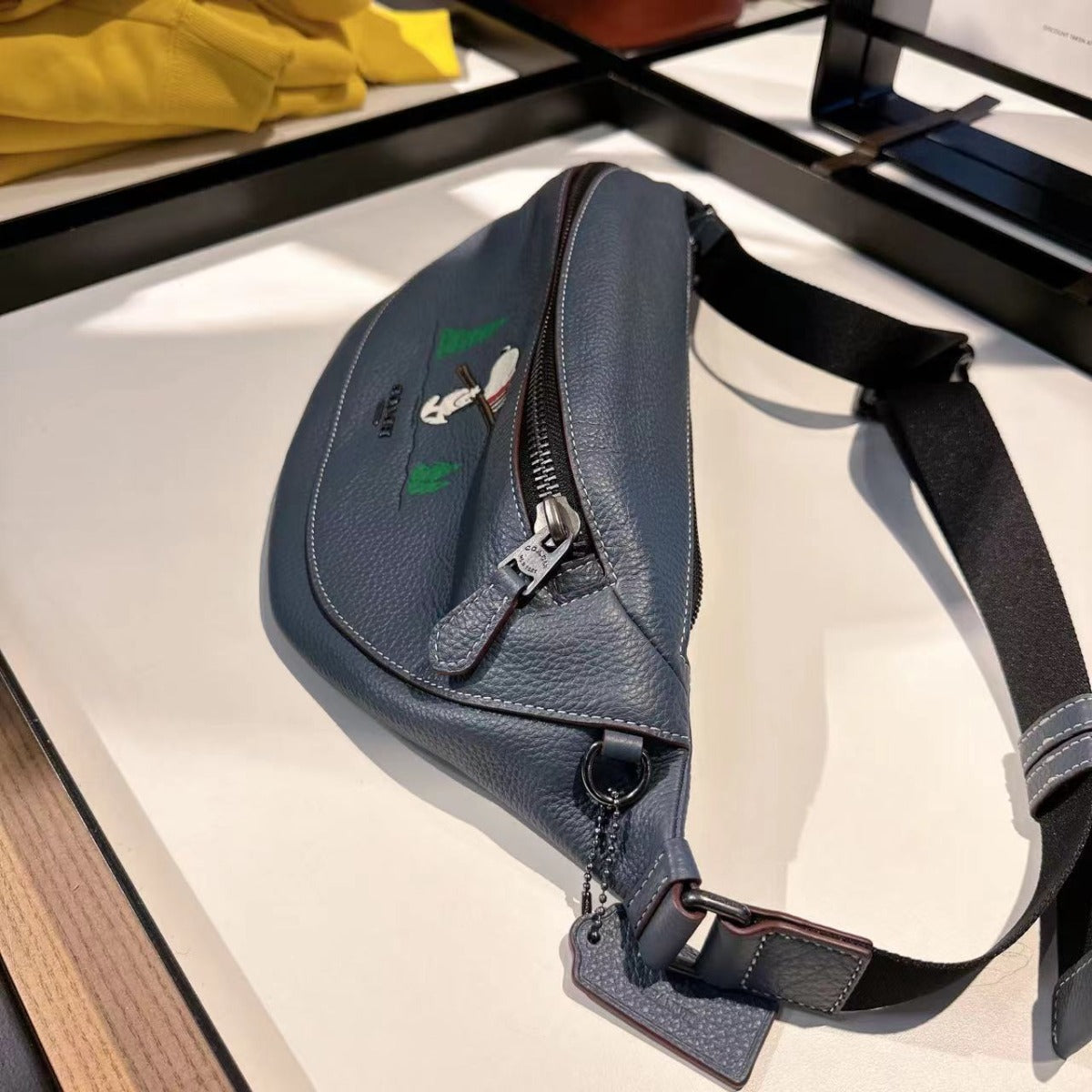Coach CE618 Coach X Peanuts Warren Belt Bag With Snoopy Motif In Gunmetal/Denim Multi Coach CE618 Coach X Peanuts Warren Belt Bag With Snoopy Motif In Gunmetal/Denim Multi